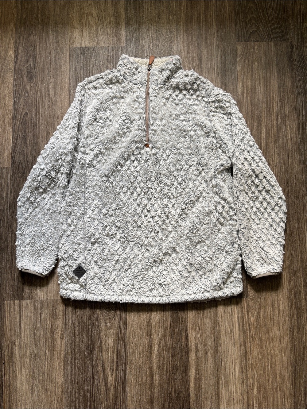 Simply Southern Light Gray Sherpa Quarter-Zip Pullover